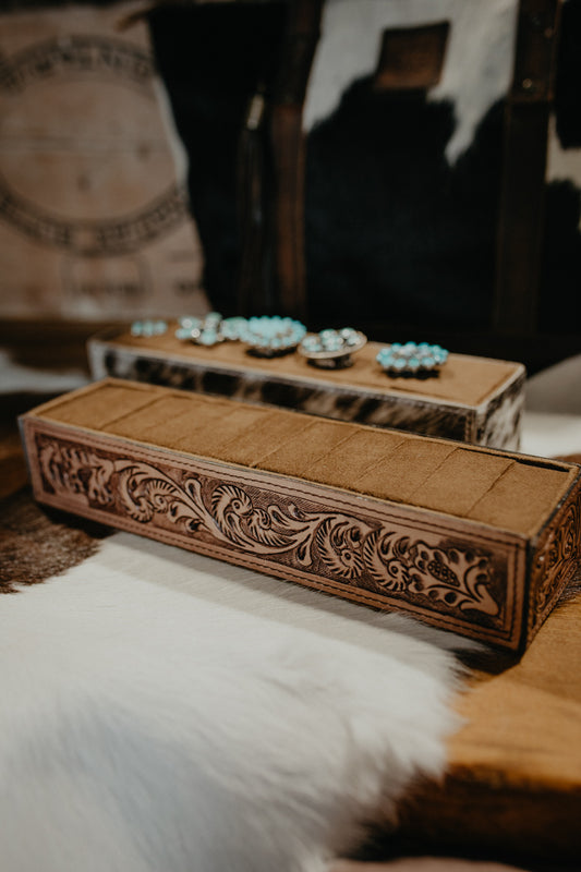 Tooled Leather Wrapped Ring Display