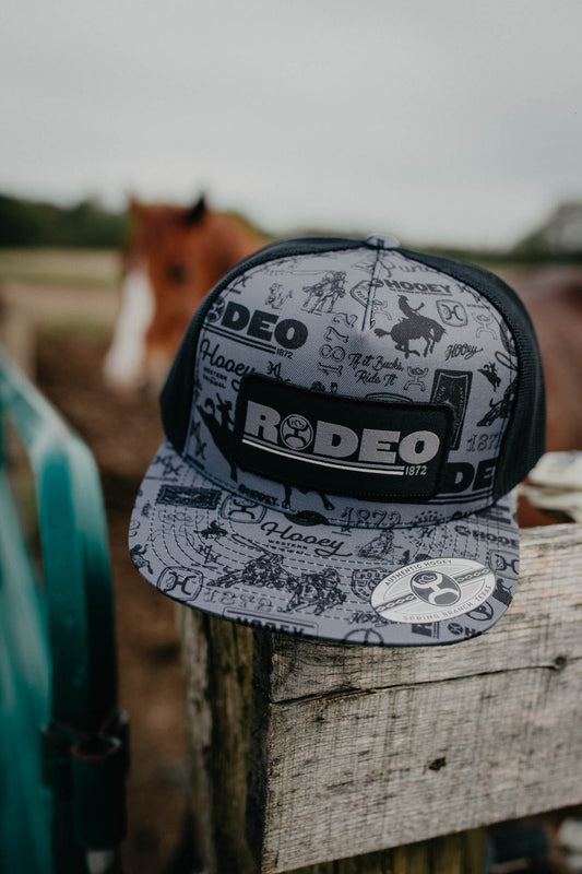 "Rodeo" Hooey Black Rodeo Pattern 5 Panel Trucker Hat