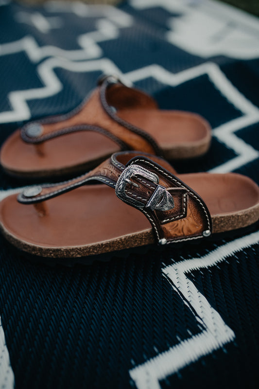 Ella Handtooled Leather Sandal by Stiefeld (Sizes 6-10)