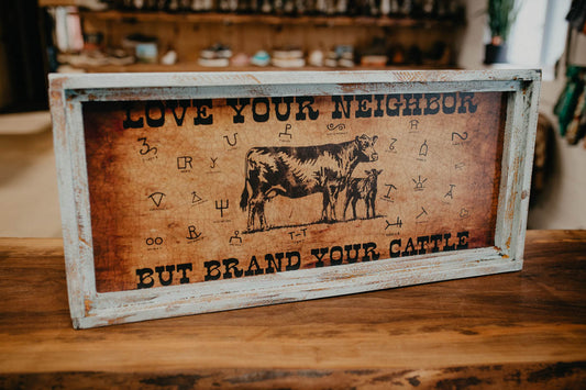 "Brand Your Cattle (Angus)" Rectangle Framed Artwork (14.5" x 30")