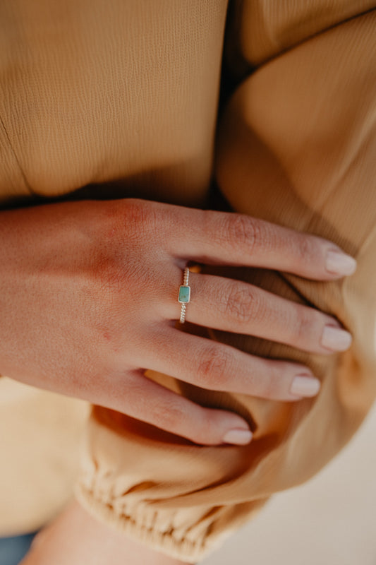 Turquoise Mini Cable Stacker Ring (Sized)