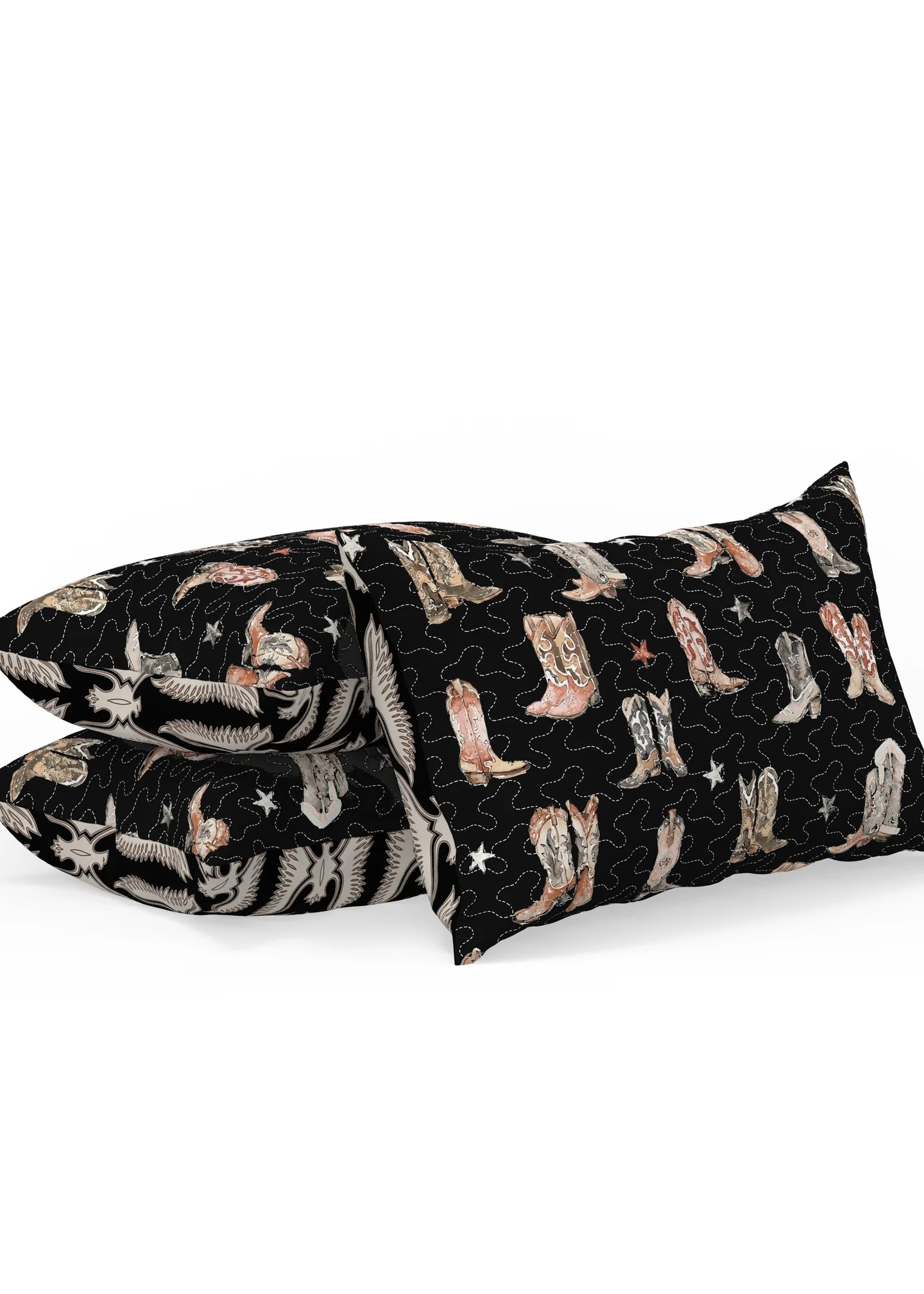 'Thunderbird Boots' Black Quilt Set (Twin, Queen, King)