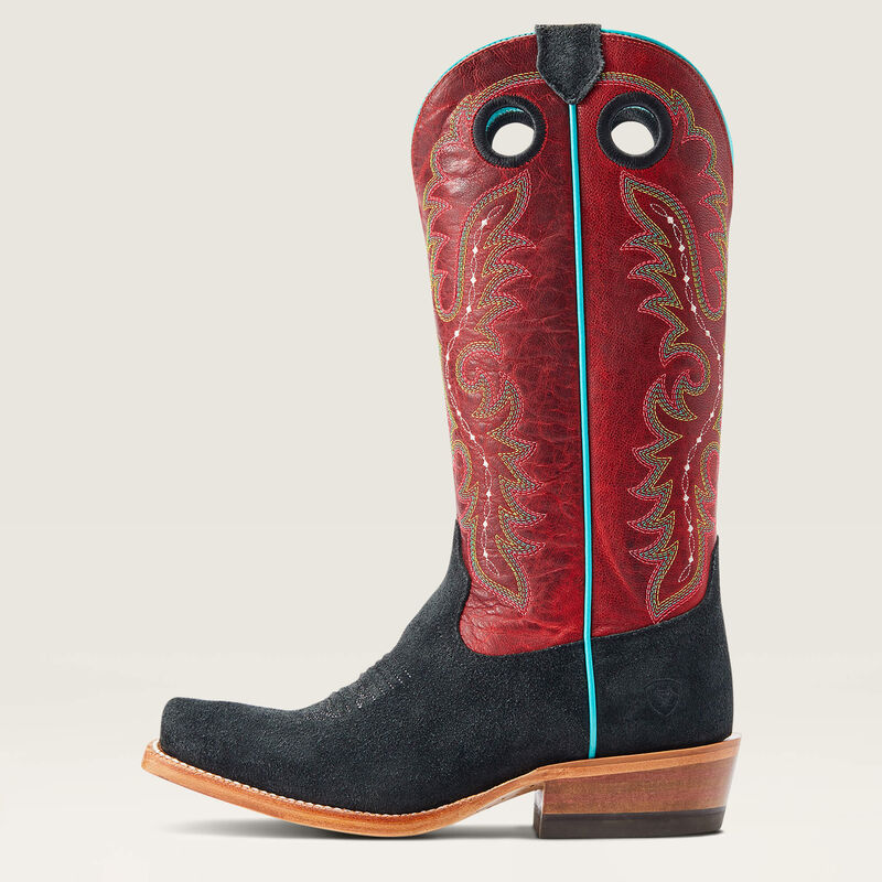 Futurity Boon Western Boot by Ariat (Black Roughout & Crimson)