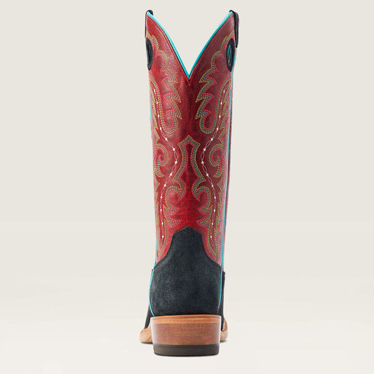 Futurity Boon Western Boot by Ariat (Black Roughout & Crimson)