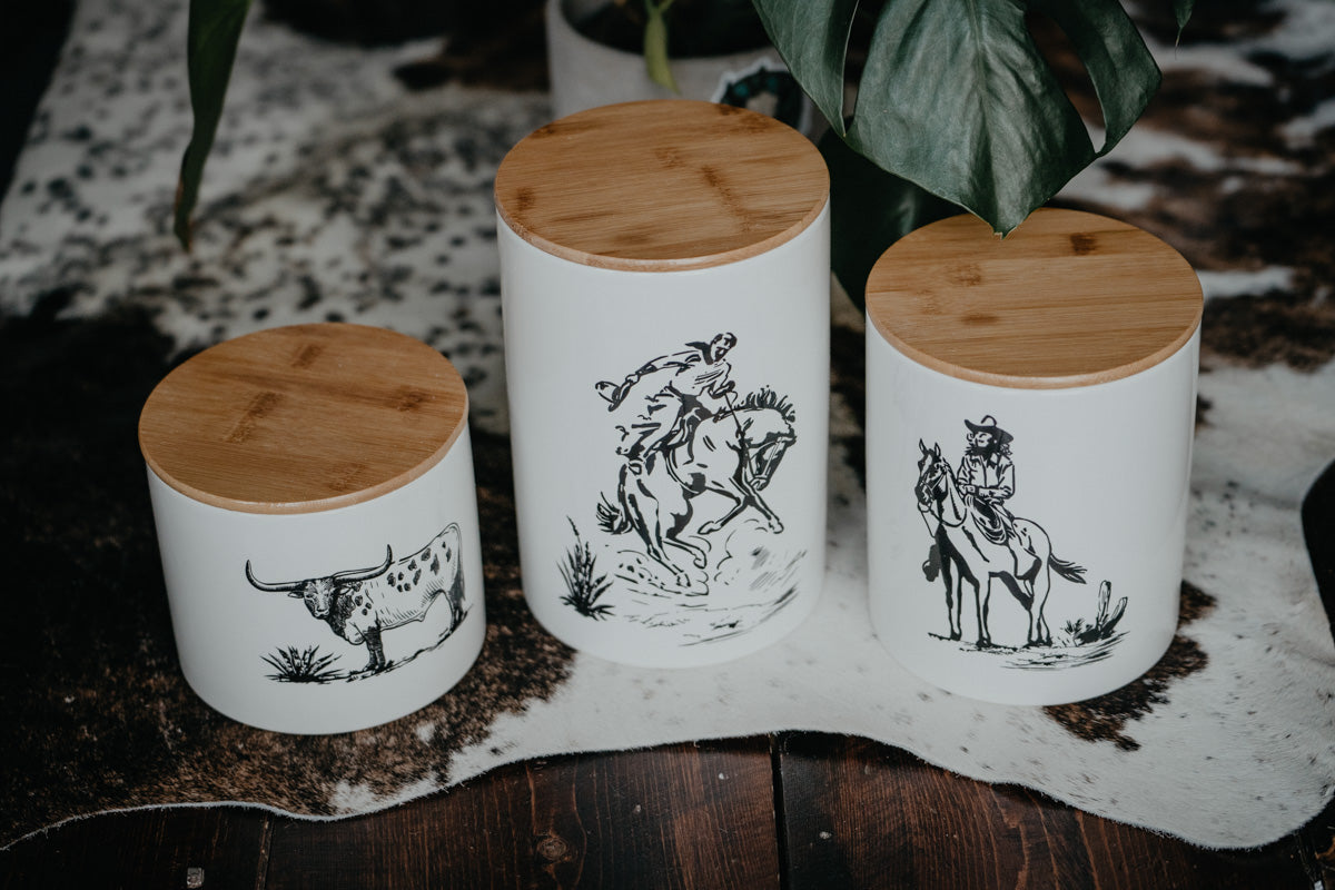 'B&W Ranch Life' Kitchen Canisters (3 Pc Set)