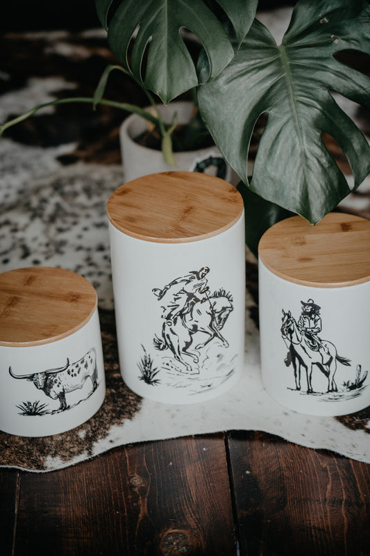 'B&W Ranch Life' Kitchen Canisters (3 Pc Set)