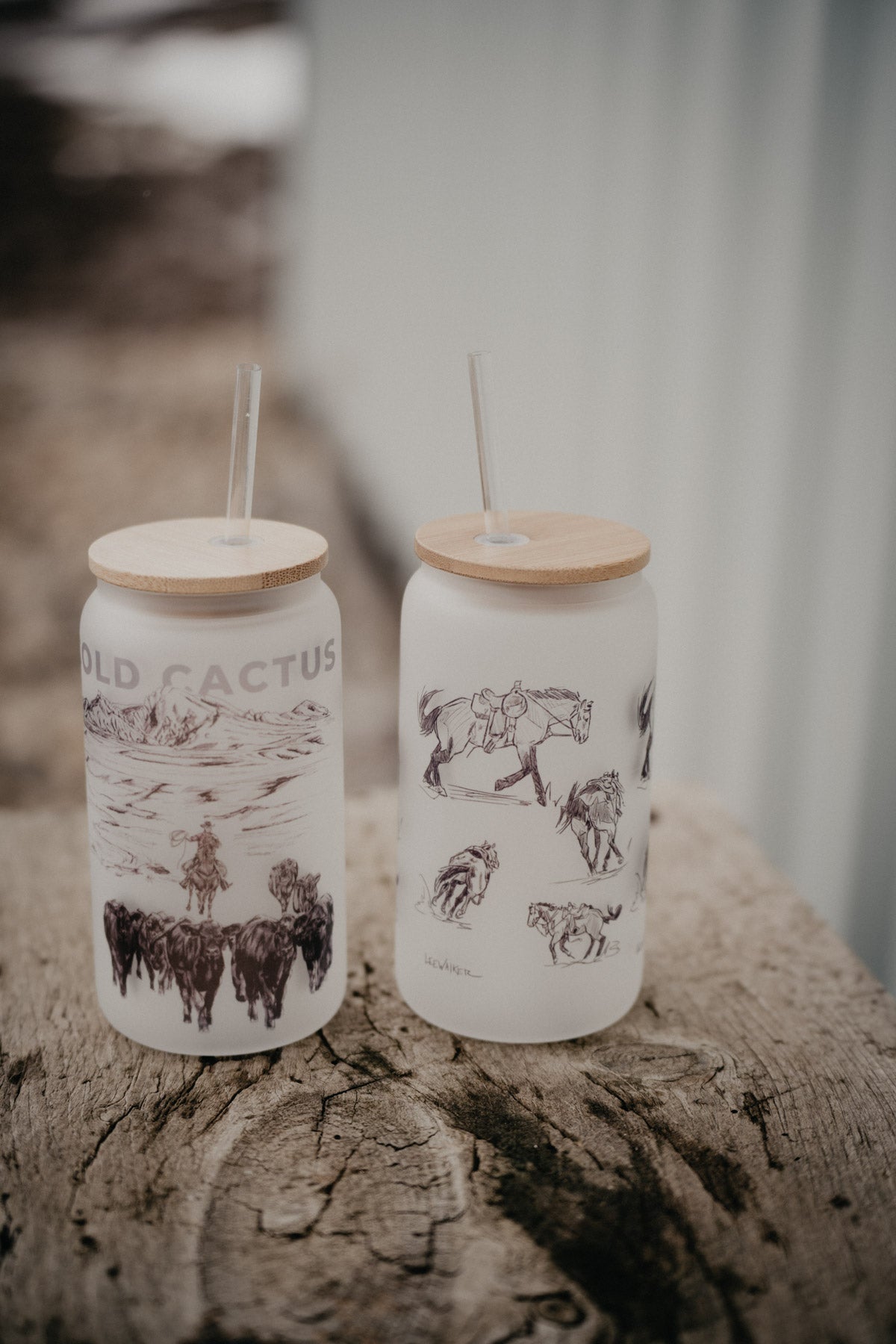 Frosted Glass Tumbler with Bamboo Lid (2 Designs)