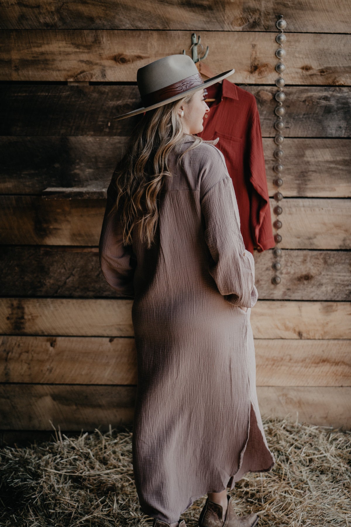 'Little Nell' Button Up Long Sleeve Maxi Dress (1 S Only)