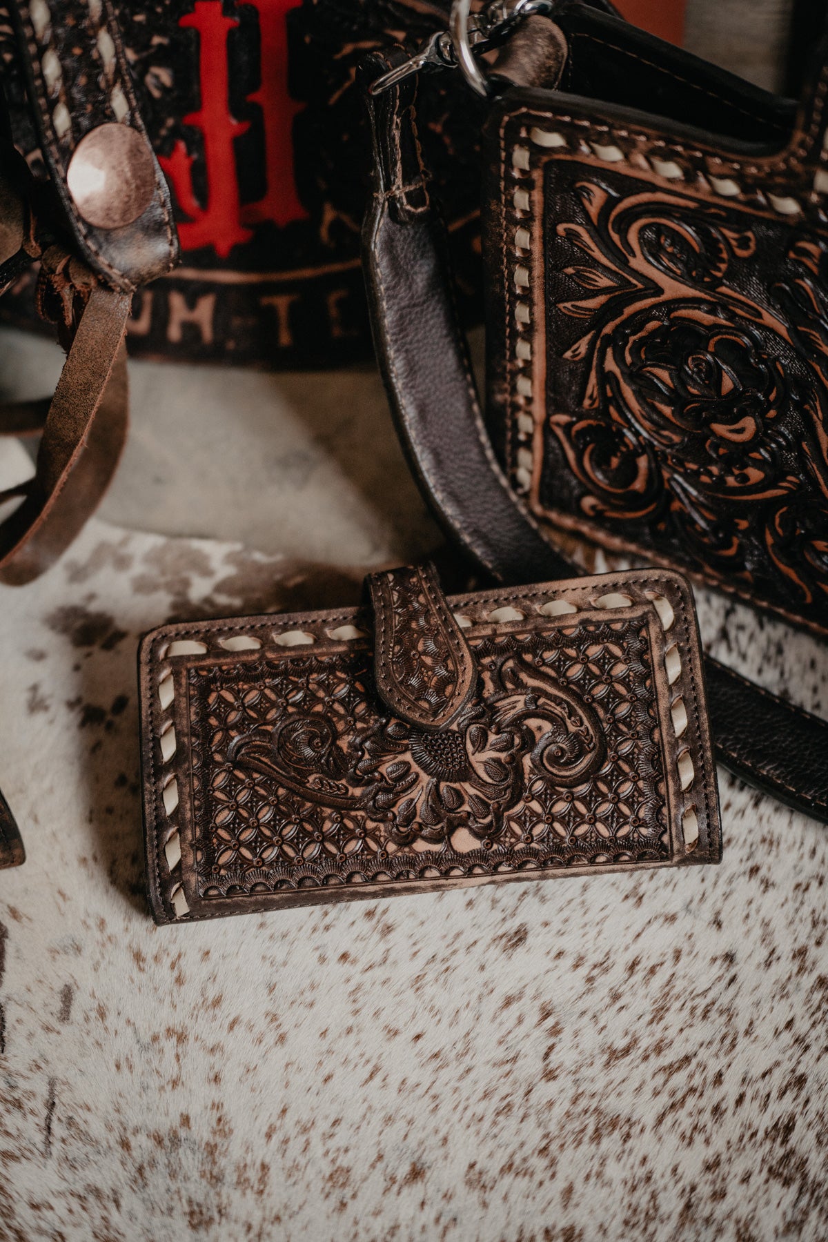 Floral Tooled Ladies Bifold Wallet by Double J Saddlery