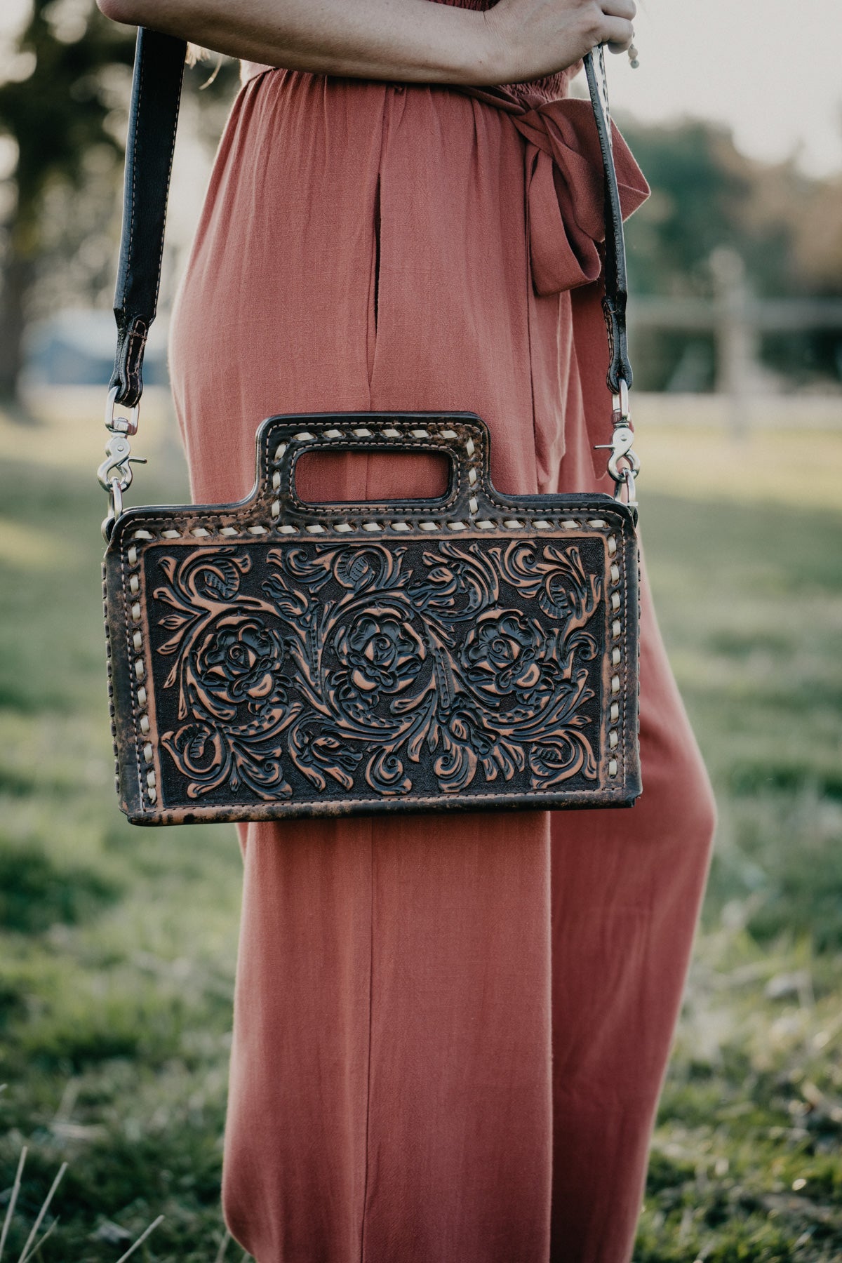 Briefcase Tooled Purse by Double J Saddlery