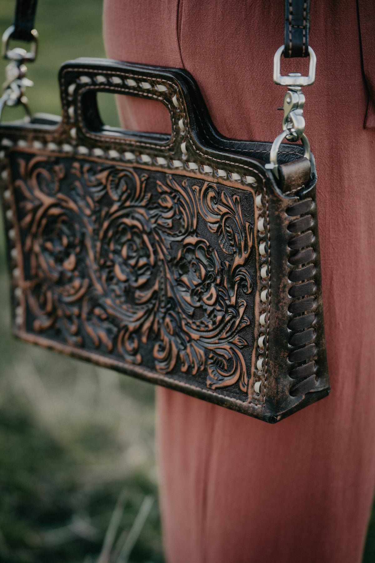 Briefcase Tooled Purse by Double J Saddlery