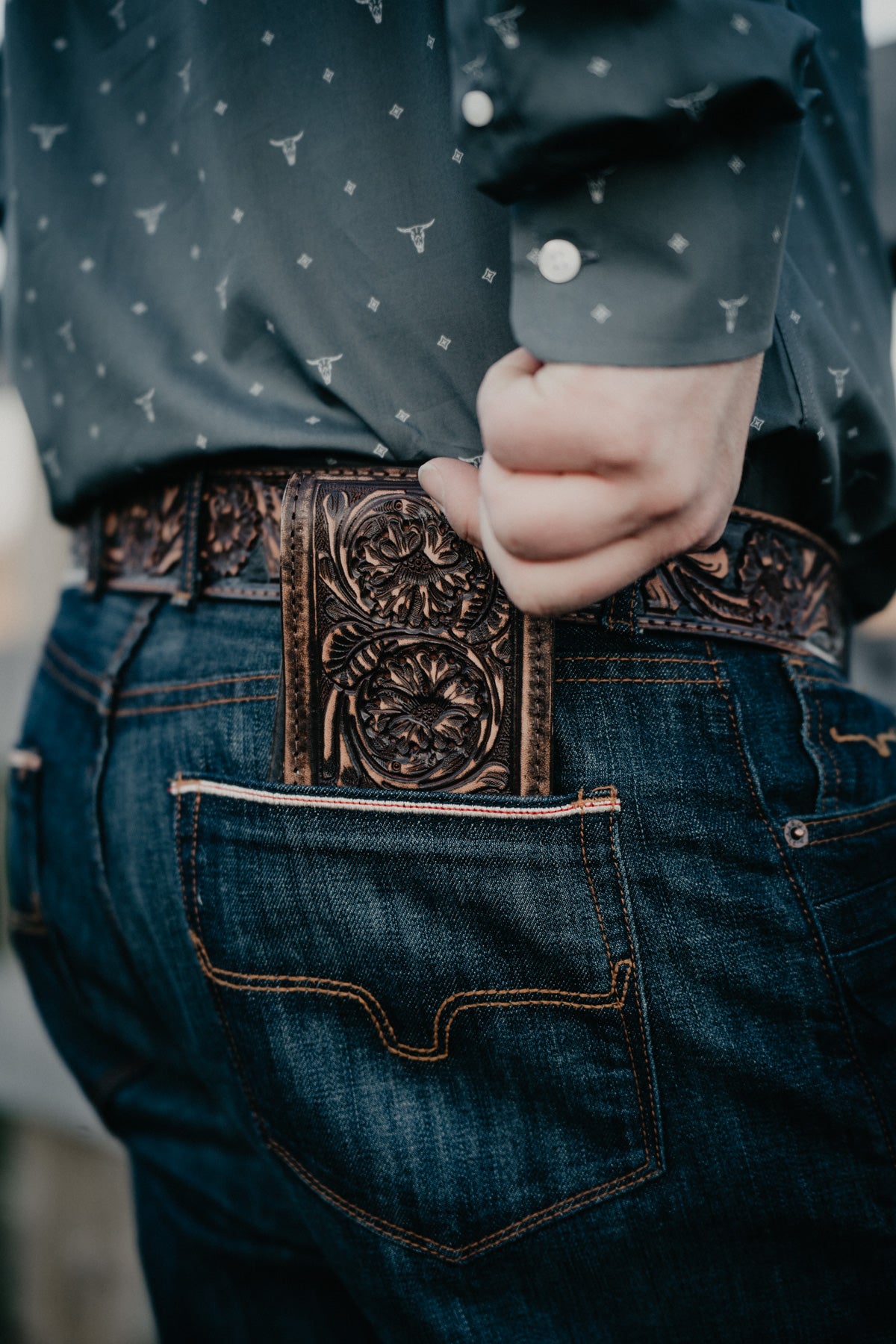 Floral Tooled Bifold Wallet by Double J Saddlery