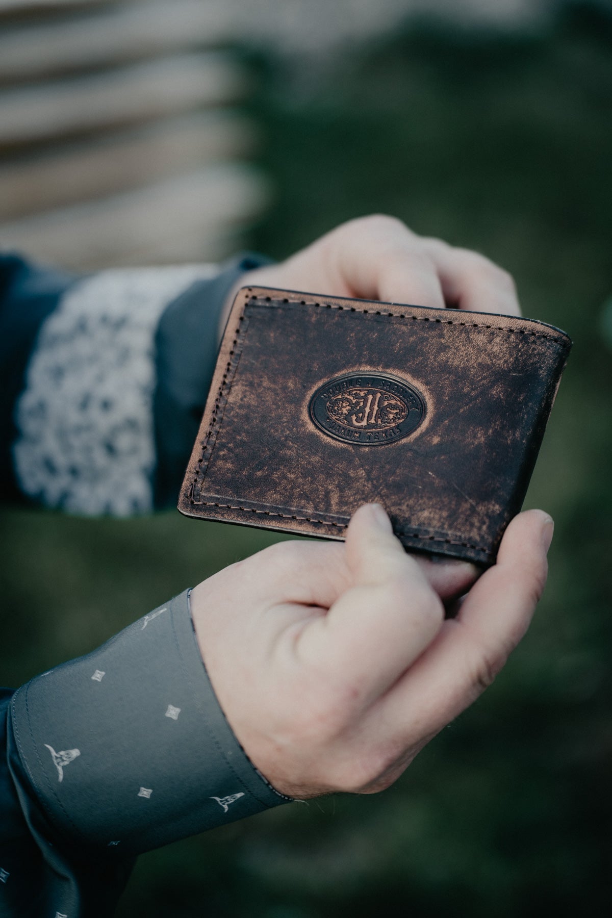Double J Saddlery Men's Hand-Tooled Bifold Wallet