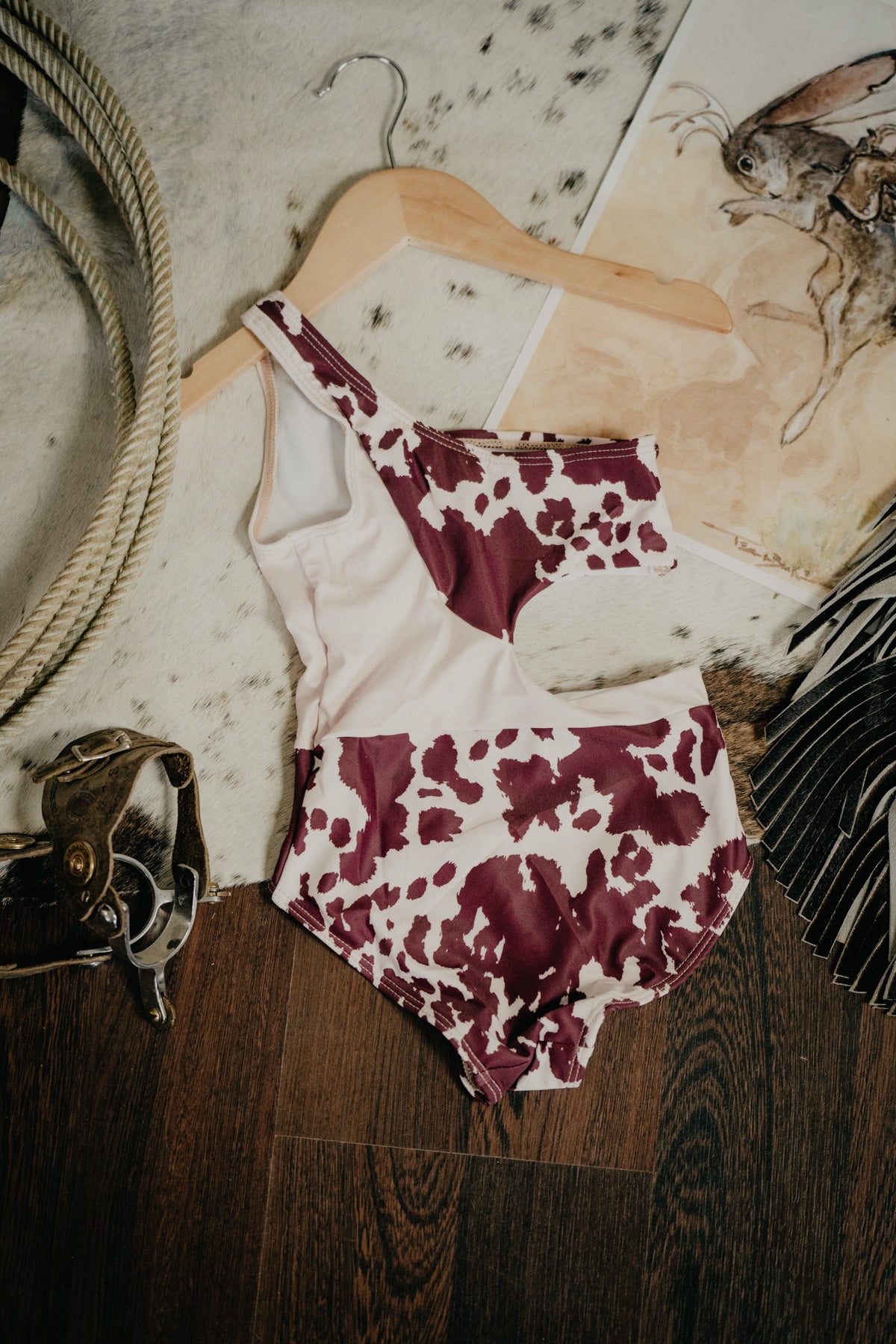 Cowprint One Piece Swimsuit (2T to 10/12)