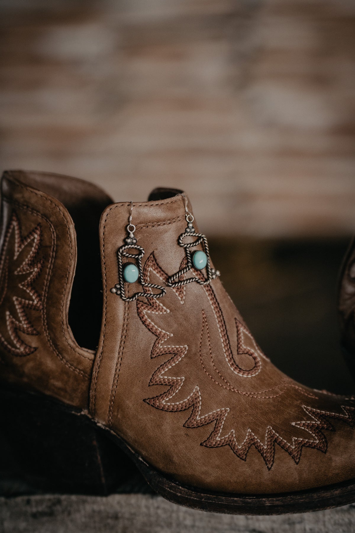 'Boot Scootin' Cowboy Boot Sterling Silver and Turquoise Earrings
