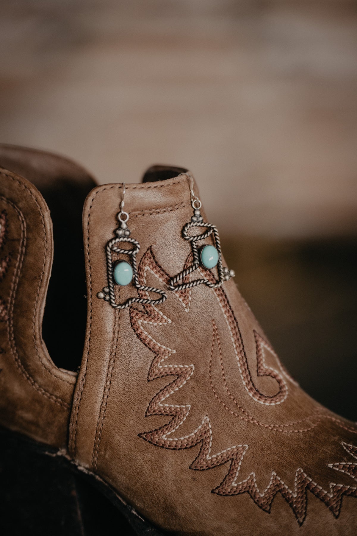 'Boot Scootin' Cowboy Boot Sterling Silver and Turquoise Earrings