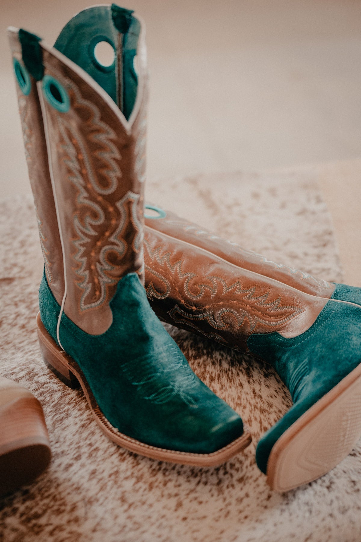 Brown and shop teal cowboy boots