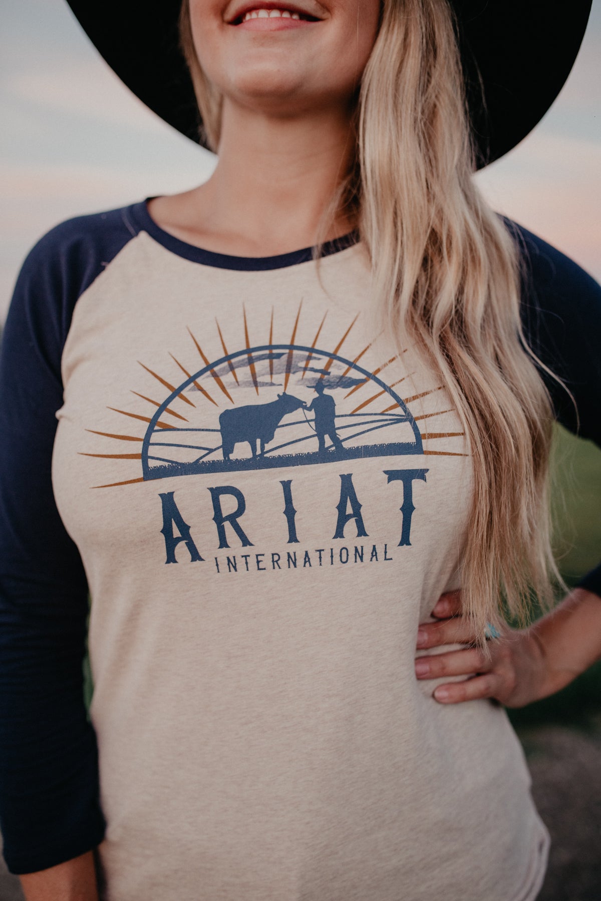 'Sunrise' Ariat 3/4 Sleeve Baseball T-shirt