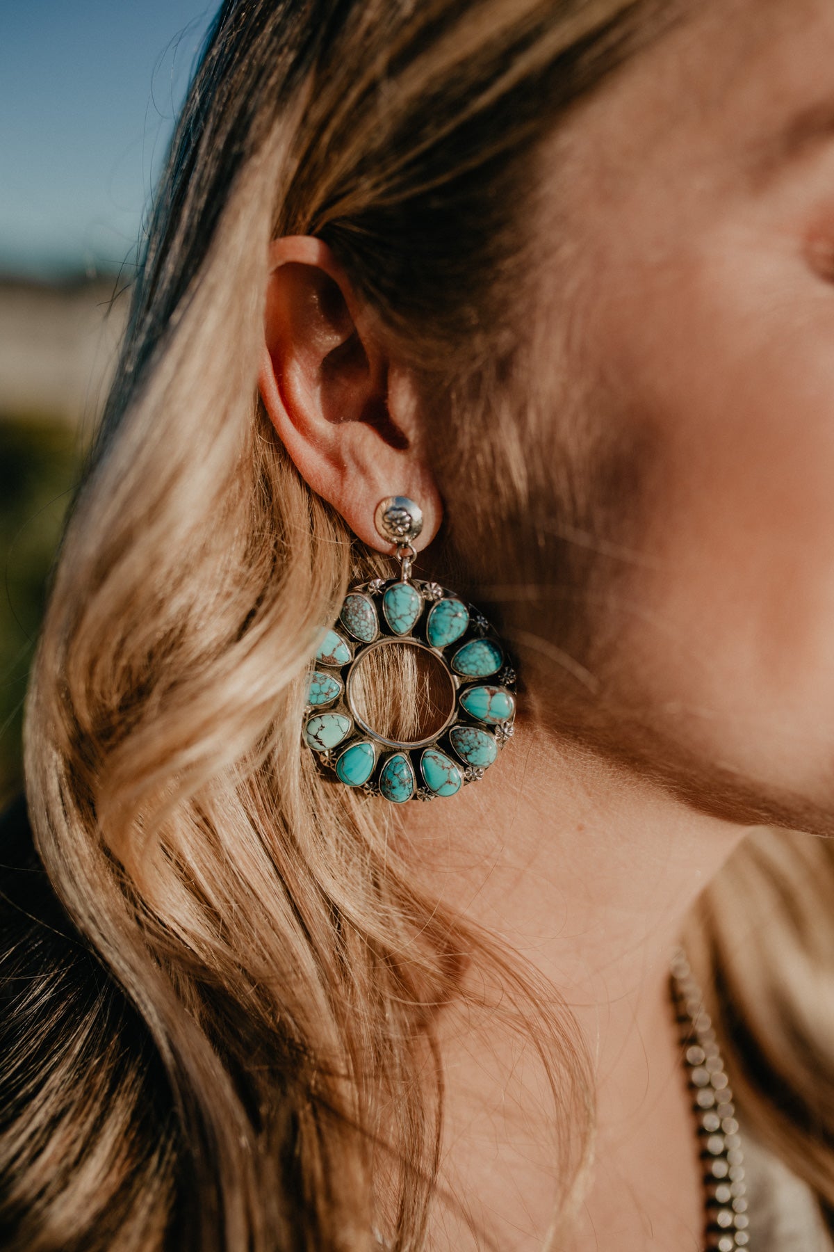 'Turquoise Goddess' Genuine Statement Earrings