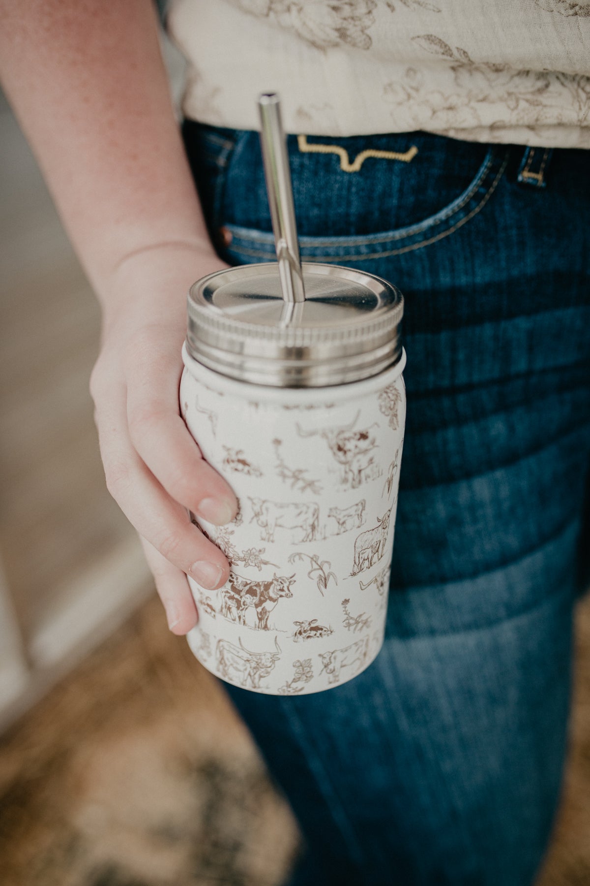 Stainless Steel 17 oz "Mason Jar" with Straw (Multiple Designs)