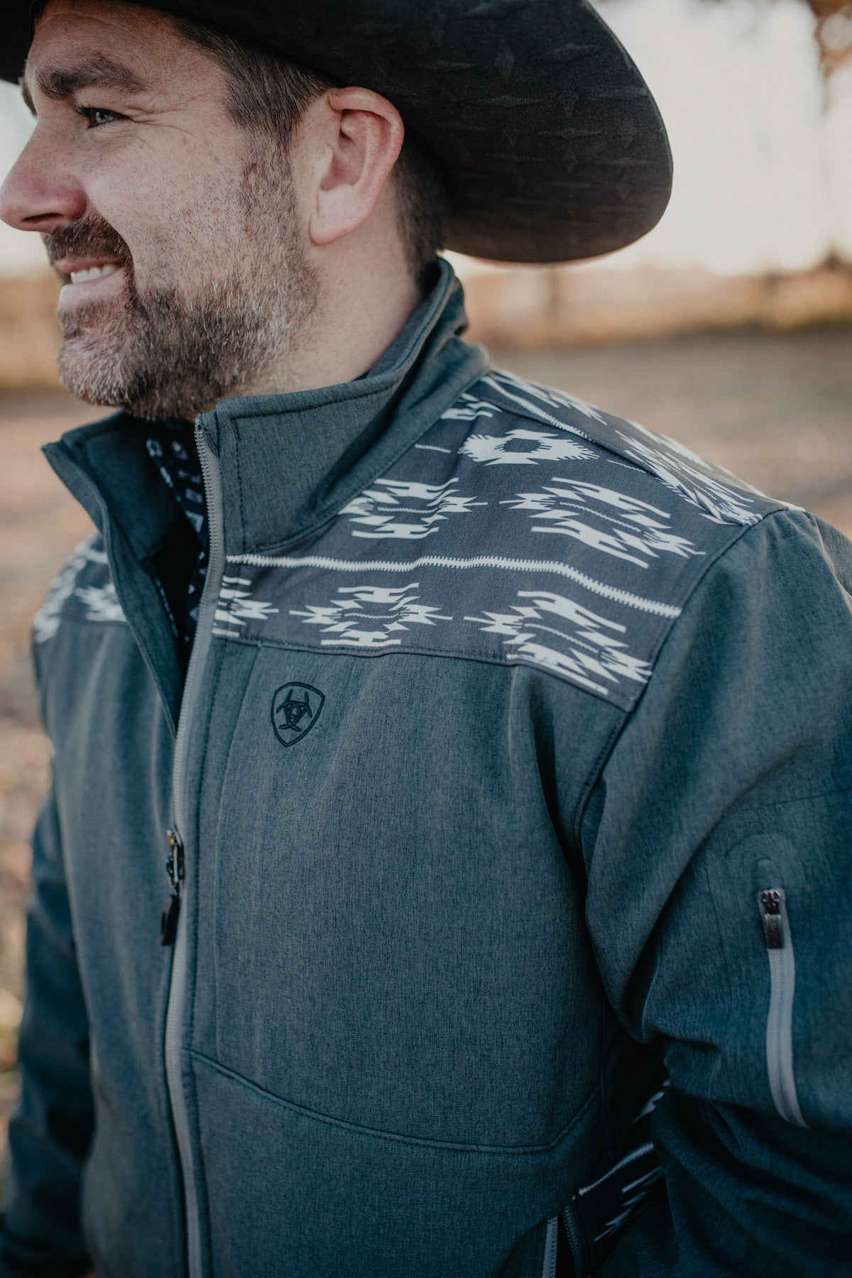 'Great Salt Lake' Men's Charcoal Ariat X Chimayo Soft Shell Jacket (XXL Only)