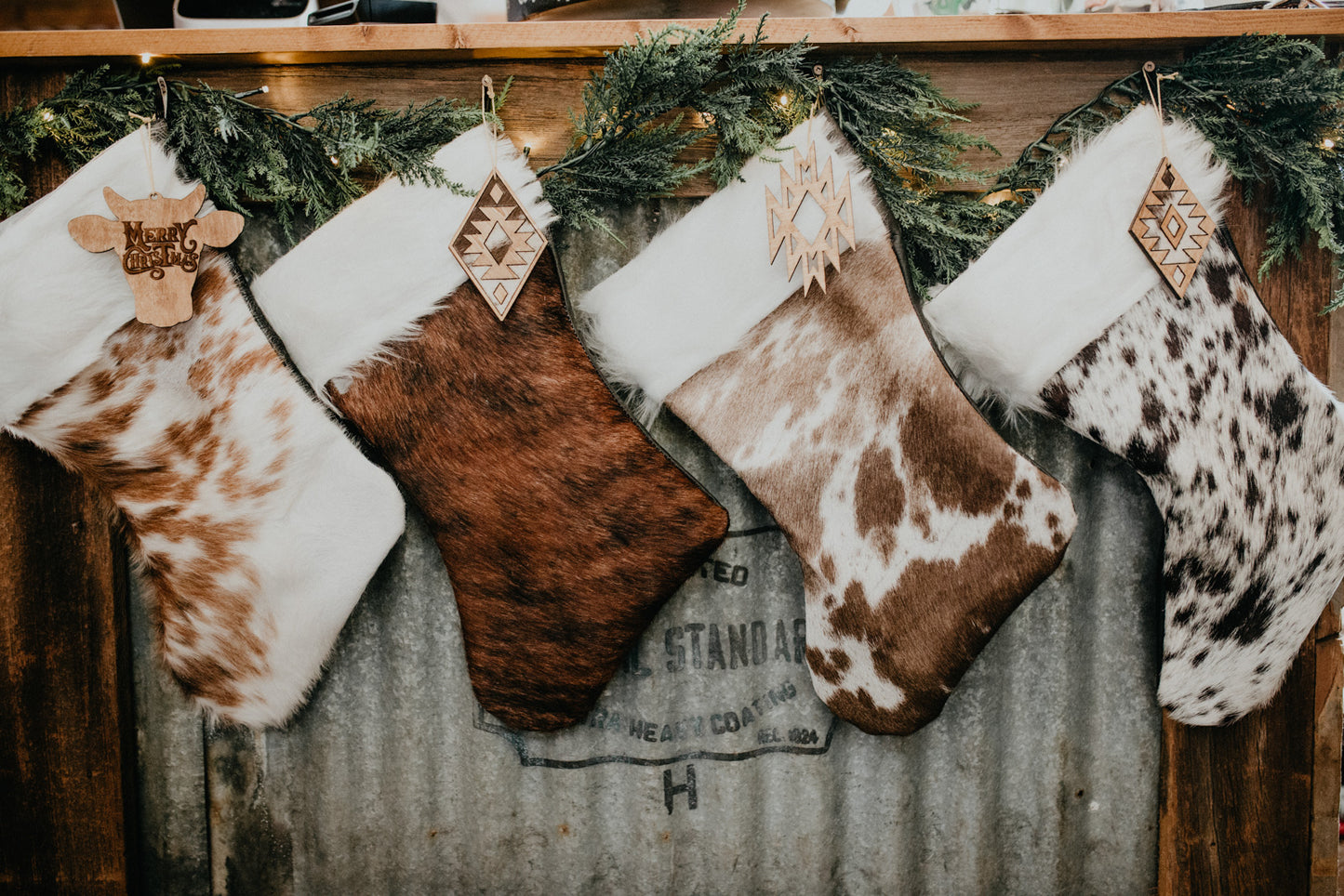 Handmade Cowhide Christmas Stockings