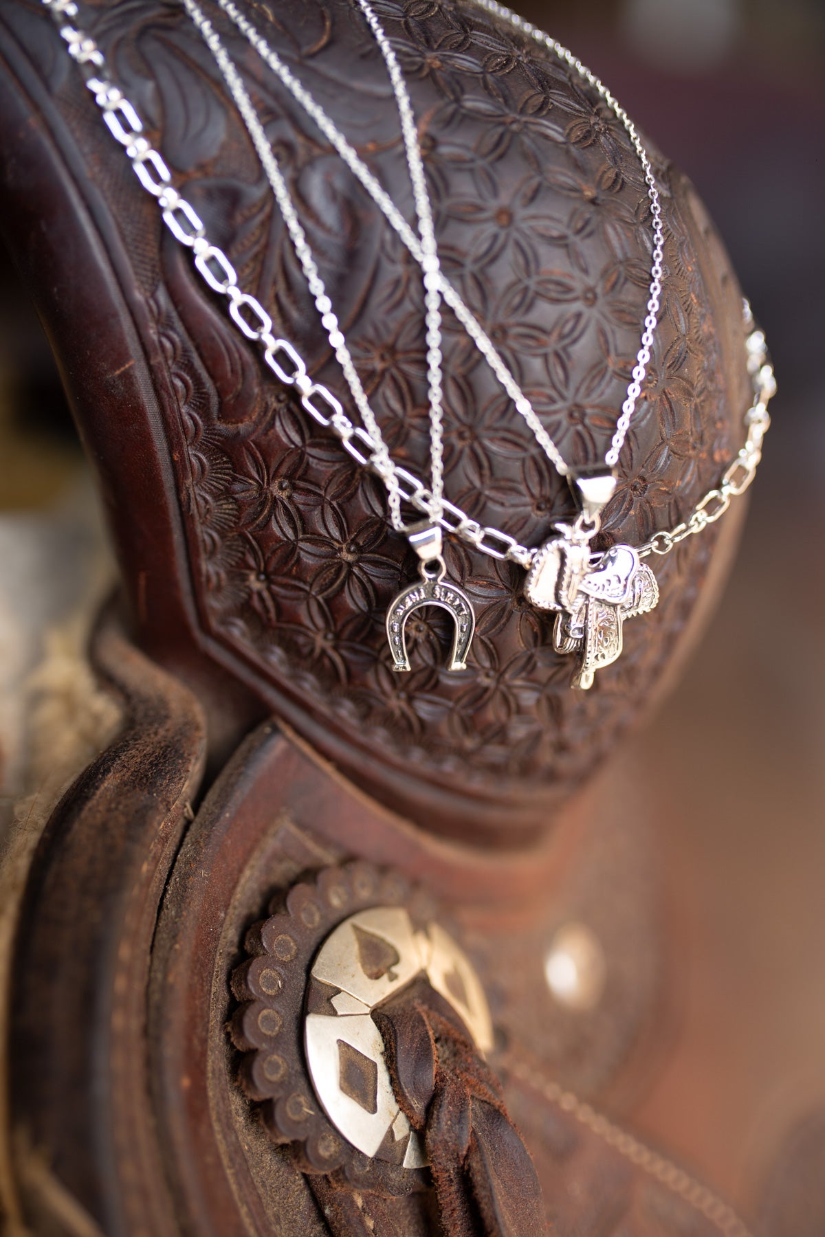 Silver Western Charm Necklace (Various Styles)