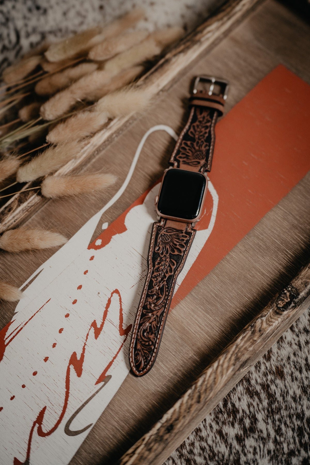 Leather Tooled Nocoma Apple Watch Band (42mm - 44mm)